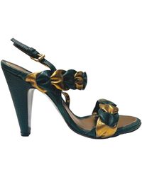 BCBGMAXAZRIA - Green Gold Braided Leather Sandals - Lyst