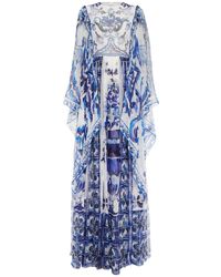 Dolce & Gabbana - Blu Mediterraneo Silk Chiffon Kimono Dress - Lyst