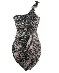 BCBGMAXAZRIA - One Shoulder Animal Print Silk Dress - Lyst