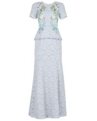 BCBGMAXAZRIA - Anaya Lace Peplum Sequin Detail Gown - Lyst