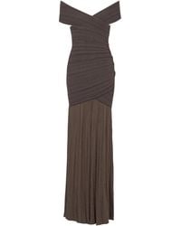 Balmain - Off-the-shoulder Ribbed-knit Maxi Dress - Lyst