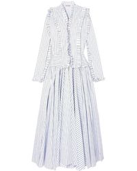 Alaïa - Ruffled Striped Cotton Maxi Dress - Lyst