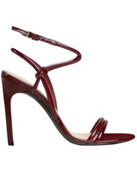 Gucci - Burgundy Strappy Patent Leather Sandals With Knot Detail - Lyst
