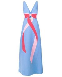 Gucci - Floor-length Bow Detail With V Neck Gown - Lyst