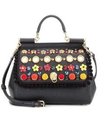 Dolce & Gabbana - Sicily In Raffia Shoulder Leather Bag Us - Lyst