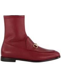 Gucci - Jordaan Burgundy Leather Ankle Boots - Lyst