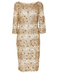 Naeem Khan - Beaded Gold Fitted Cocktail Dress - Lyst