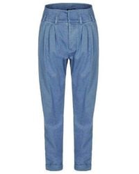 Balmain - Blue Denim High Waist Pants - Lyst