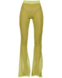Balmain - Semi-sheer Monogram Pattern Flared Pants - Lyst