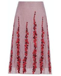 BCBGMAXAZRIA - Floral Embroidered Midi Skirt - Lyst