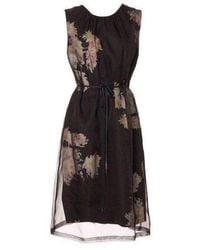 Dries Van Noten - Organza Overlay Floral Silk-blend Dress - Lyst