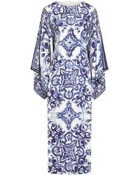 Dolce & Gabbana - Blu Mediterraneo Silk Chiffon Kimono Dress - Lyst