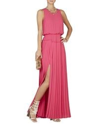 BCBGMAXAZRIA - Pink Jenine High Split Pleated Skirt Maxi Dress - Lyst