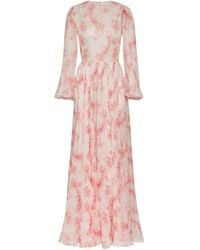 Valentino - Floral Print Silk Maxi Gown - Lyst