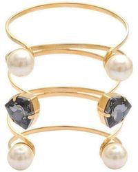 Helene Zubeldia - Gold Swarovski Crystal Pearl Cuff Bracelet - Lyst