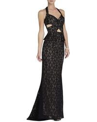 raissa striped lace halter gown