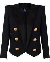 Balmain - Blazer With Satin Lapels - Lyst