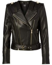 Balmain - Buckle Belt Leather Jacket Fr 38 (us 8) - Lyst