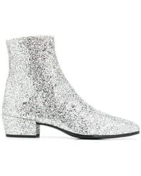 Saint Laurent - Silver Glittler Ankle Boots It 37.5 - Lyst