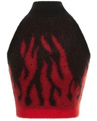 Alessandra Rich - Flames Jacquard Knit Crop Top - Lyst