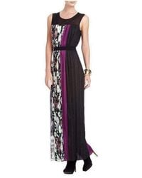 BCBGMAXAZRIA - Purple Cerise Pleated Color Block Dress - Lyst