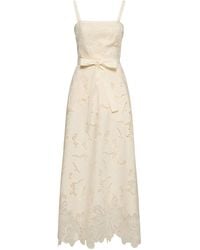 Elie Saab - Eyelet Embroidered Cotton-blend Midi Dress - Lyst