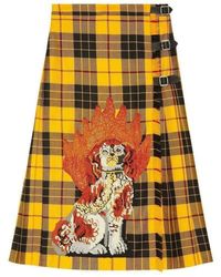Gucci - Embroidered Tartan Wool Skirt It 40 (us 4) - Lyst