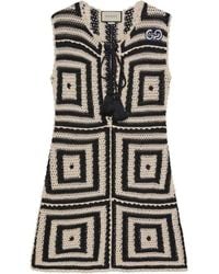 Gucci - Crochet-knit Cotton Short Dress - Lyst