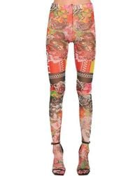 Versace - Sheer Printed Stretch Tulle Leggings - Lyst