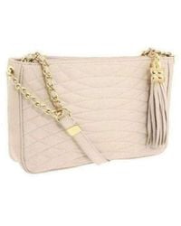 BCBGMAXAZRIA - Bridget Beige Quilted Faux Leather Shoulder Bag - Lyst