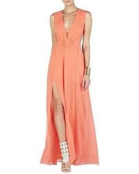 BCBGMAXAZRIA - Plunging V-neck Cutout Gown - Lyst