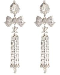 Alessandra Rich - Crystal Bow Drop Clip-on Earrings - Lyst