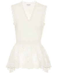 McQueen - Lace-details Peplum Top L - Lyst