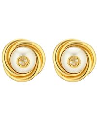Gucci - Gold-tone Double G Faux Pearl Clip-on Earrings - Lyst