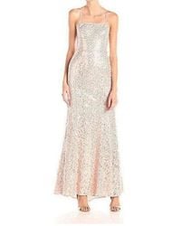 BCBGMAXAZRIA - Strapless Chiffon Sequined Cutout Evening Dress - Lyst