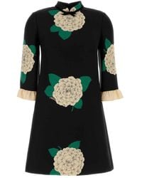 Valentino - Crepe Couture Floral Mini Dress - Lyst