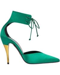 Gucci - Lace-up Green Satin Pump Sandals - Lyst