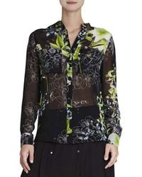 BCBGMAXAZRIA - Loora Printed Long-sleeve Silk Blouse - Lyst