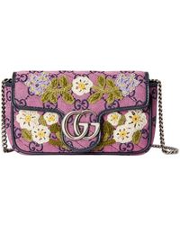 Gucci - GG Marmont Pink Embroidery Super Mini Bag - Lyst