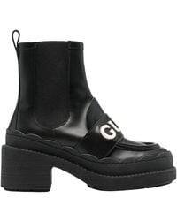 Gucci - Ornella Logo Applique Leather Ankle Boots - Lyst