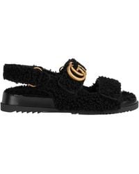 Gucci - Double G Merino Wool Sandals In Black - Lyst