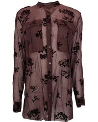 Dries Van Noten - Burgundy Floral Silk Blend Shirt - Lyst