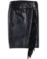 Sacai - Leather Fringe Moto Skirt - Lyst