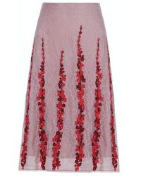 BCBGMAXAZRIA - Floral Embroidered Midi Skirt - Lyst