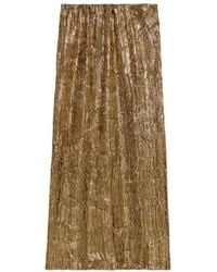 Gucci - Gold Froissé Lurex Midi Skirt - Lyst