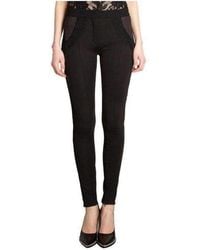 Nina Ricci - Black Lace Trim Wool Leggings Trousers - Lyst
