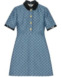 Gucci - GG Lamé Dress With Detachable Collar - Lyst