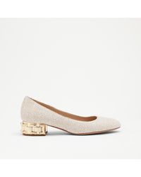 Russell & Bromley - Lava Women's Comfortable White Fabric Feature Heel Round Toe Court Pumps - Lyst