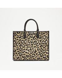Russell & Bromley - Gemini Women's Black And Yellow Raffia Leopard Print Woven Tote Bag - Lyst