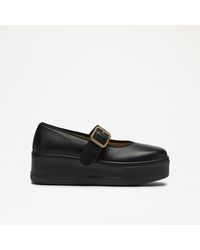 Russell & Bromley - Strap Women's Round Toe Mary Jane Flatform Shoes, Comfortable Black, Nappa Leather - Lyst